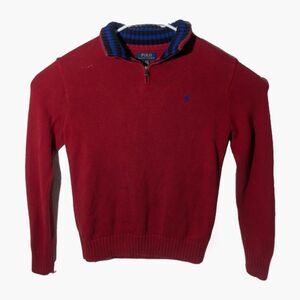 Polo Ralph Lauren Men's Sweater Red 100% Cotton Half Zip XL